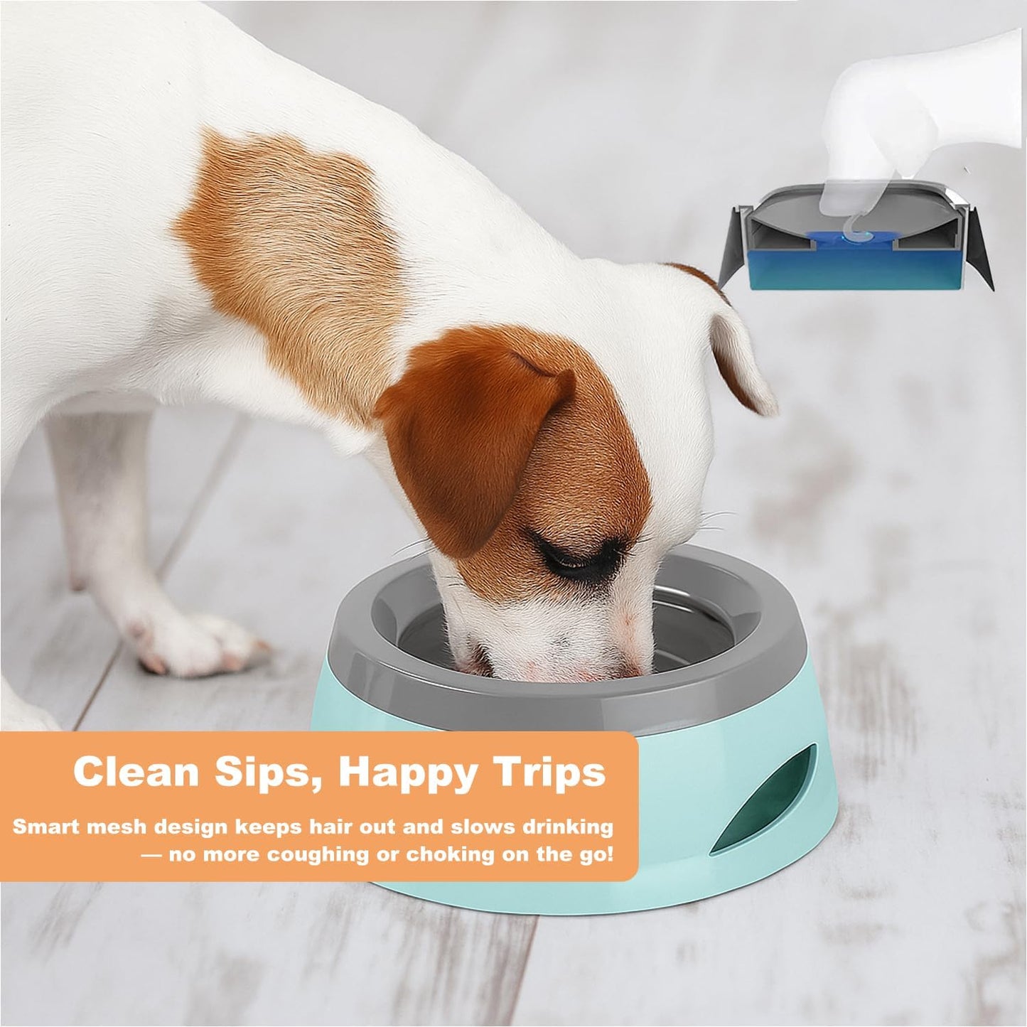 Pets No-Spill Slobber Stopper Water Bowl,Splash Proof Drinking Bowl for Home and Travel,No Messy No Drip No Sloppy Water Bowl for Sm-Med Dogs/Cats/Pets 25OZ