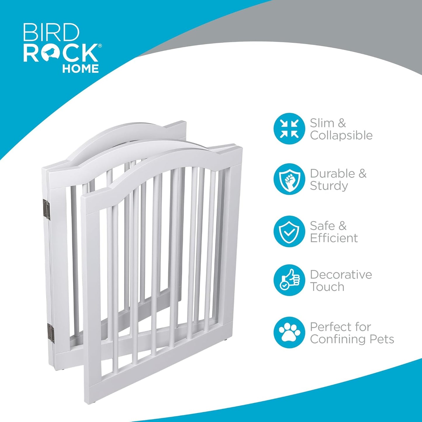 INTERNET'S BEST Arched Top Dog Gate | 4 Panel, 24" H Wooden Pet Barrier for Dogs or Cats | Freestanding Folding Room Divider for Doorways, Hallways, Stairs, and Porch | Portable, Extra Wide | Espresso