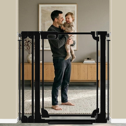 WAOWAO Clear Baby Gate for Stairs Modern Design Acrylic Auto Close Pet Gate, 29.52-37.79" Wide Safety Baby Gate for Doorways,White Clear Dog Gates Indoor, Hallways,Kitchen