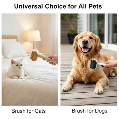 Dog & Cat Brush for Shedding, Self-Cleaning Dematting Comb Undercoat Rake, Deshedding Grooming Tool for Long & Medium Haired Pets, Removes Tangles Mats Loose Fur