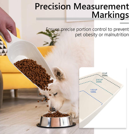 Food Scoop, Cup Capacity Dog Food Scooper With Measuring Lines For Dog, Puppy and Cat Coffee Bean Scoop, Flour Scoop 2 Pack (Grey)