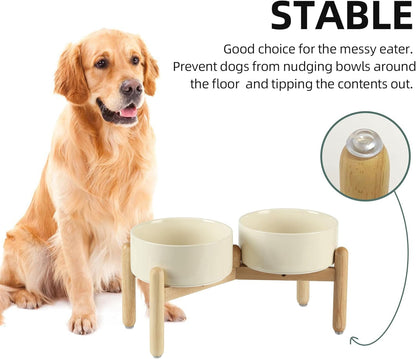 Havniva 8.3inch Ceramic Raised Dog Bowl with Stand, Elevated Dog Bowls for Large Breed Dog Food and Water Bowl Non-Slip Dog Dish Large Capacity Feeding Pet Water Bowl