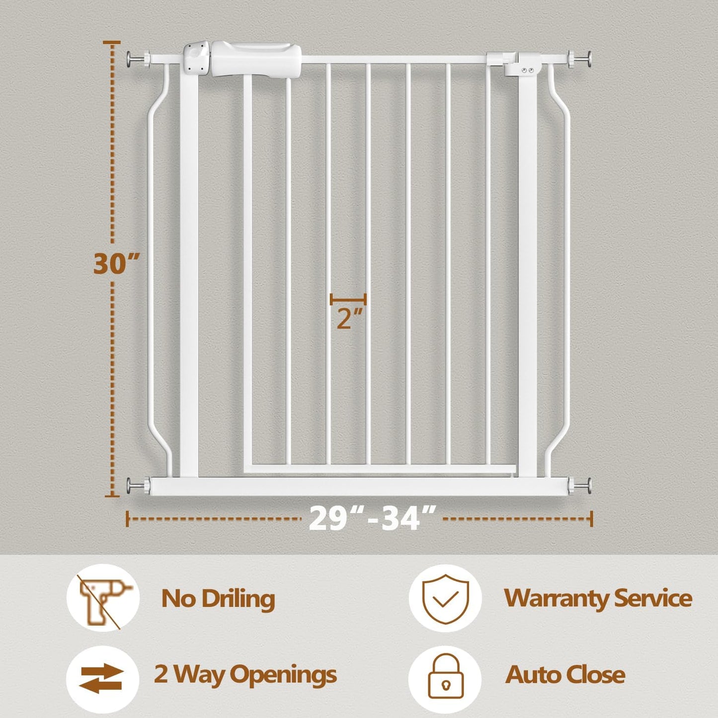 Fairy Baby Extra Wide Baby Gate for Dogs Pressure Monuted Safety Gate for Living Room, Fits 62 Inch to 67 Inch with No Drill Auto Close Dog Gate for Doorways, White