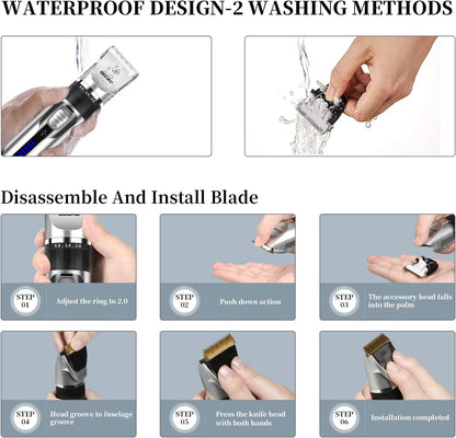 Dog Clippers for Grooming,Dog Grooming Kit for Heavy Thick Hair&Coats/Low Noise Rechargeable Cordless Hair Trimmer/Pet Shaver with Paw Trimmer for Small & Large Dogs Cats