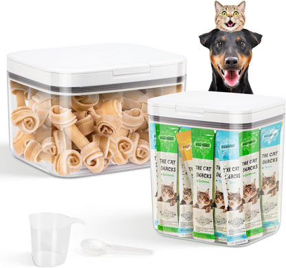 TBMax Dog Cat Food Storage Container 6-8 Lbs with Easy-Carrying Handles, Stackable Pet Food Dog Treat Container with Pop Up Lids, Airtight Food Storage Bin for Kitchen Organization