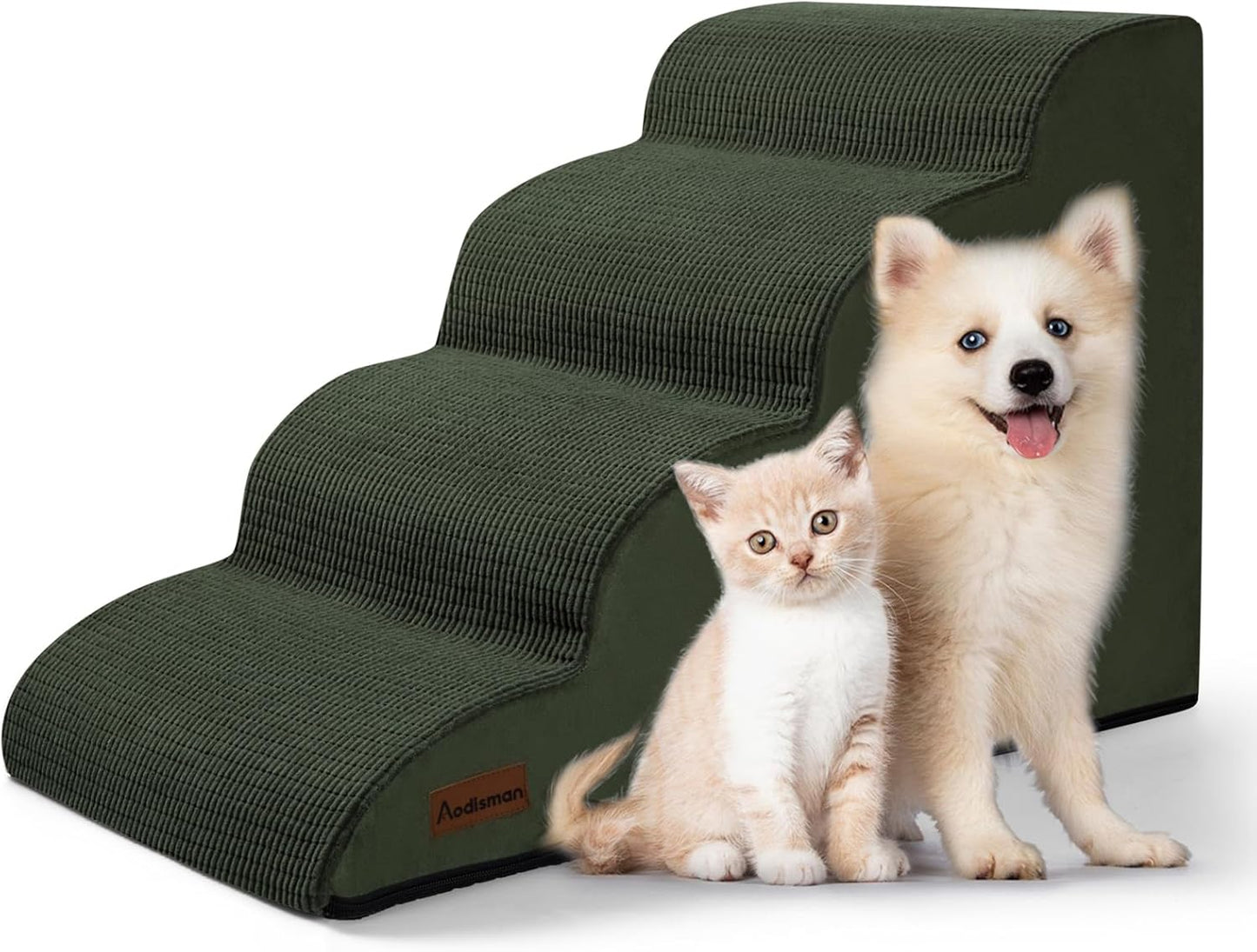 Aodisman 3-Step Dog Ramp and Stairs for Sofa and Chair - Non-Slip Sturdy Pet Steps for Small Dogs and Cats,15.7" H,Grey