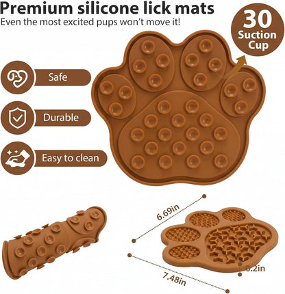 Lick Mat for Dogs and Cats, Slow Feeder Mats with Suction Cups - Bathing, Grooming and Training, Anxiety Relief Feeding Pad,Dishwasher-Safe Yellow