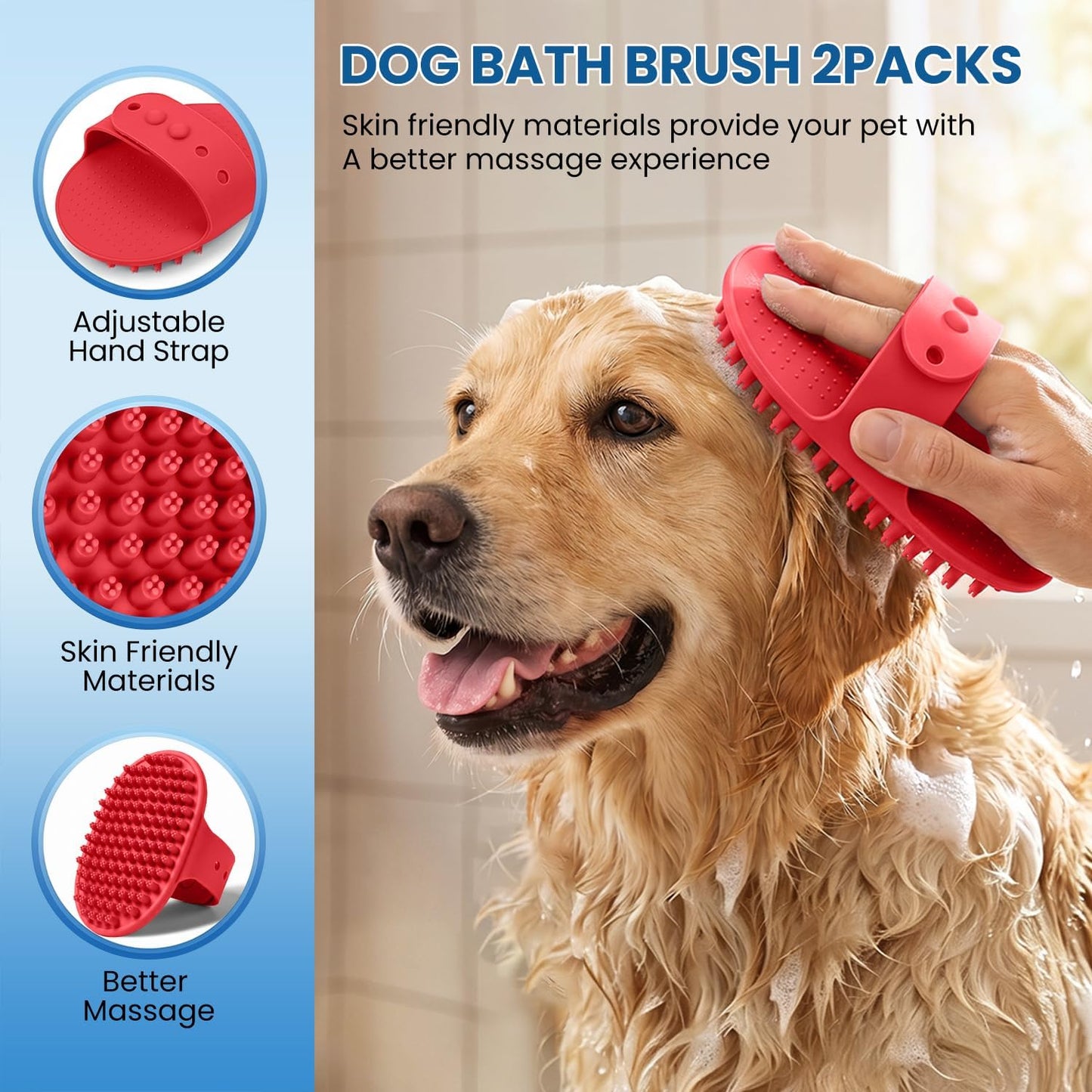 Double-Sided Pet Grooming Rake - 4-in-1 Professional Pet Grooming Kit Deshedding Dematting Tool for Dogs Cats Extra-Wide Grooming Brush & Deshedder Comb for Long & Short Haired Pets (Blue Kit 4PCS)