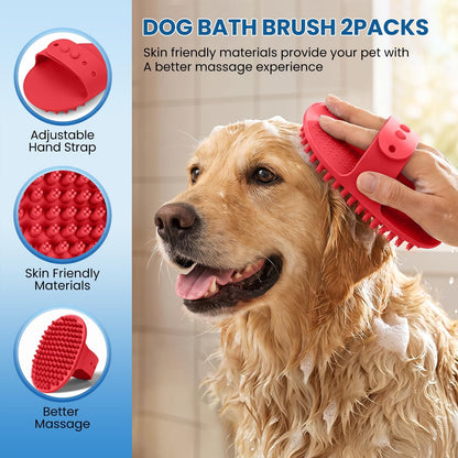 Double-Sided Pet Grooming Rake - 4-in-1 Professional Pet Grooming Kit Deshedding Dematting Tool for Dogs Cats Extra-Wide Grooming Brush & Deshedder Comb for Long & Short Haired Pets (Blue Kit 4PCS)