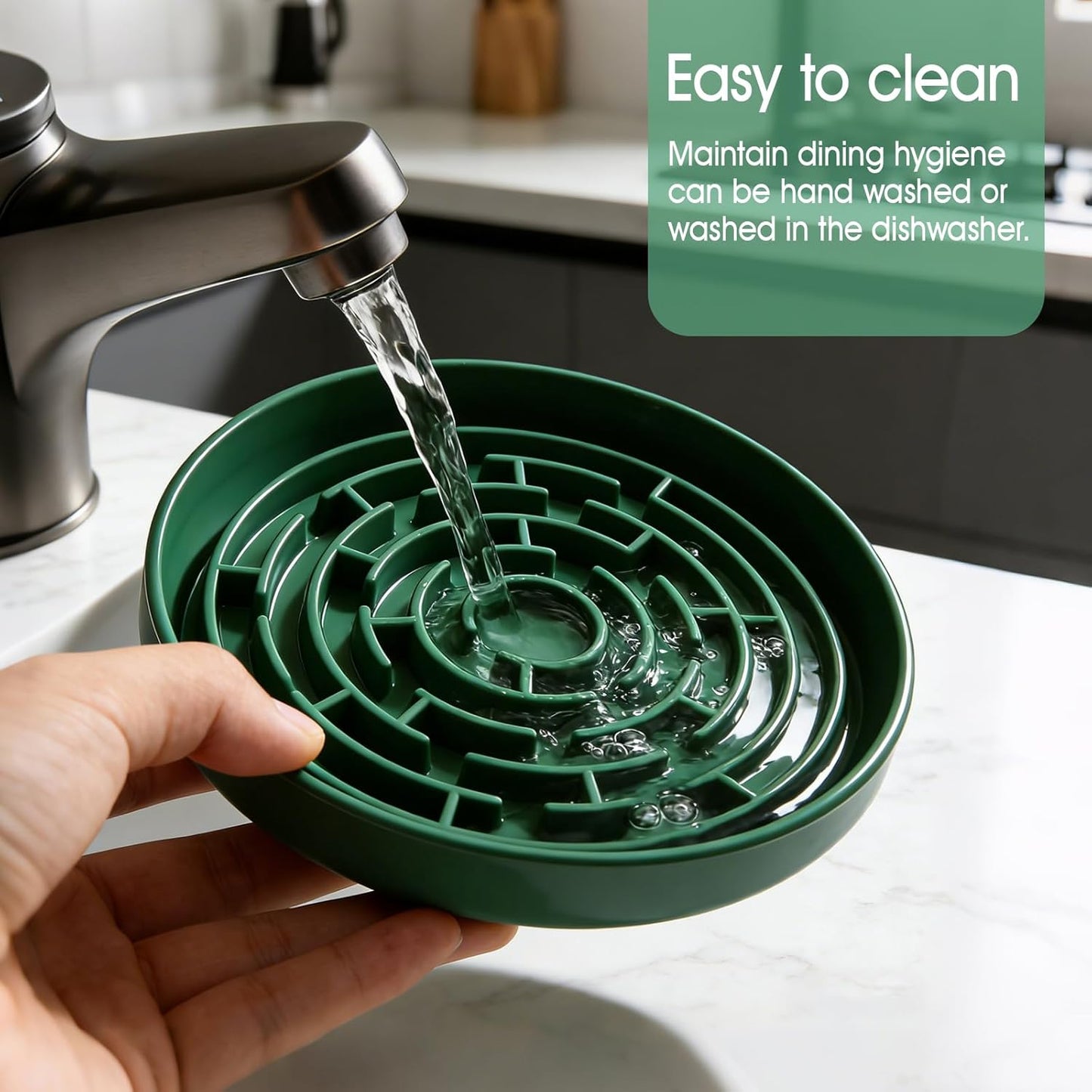 Silicone Slow Feeder Bowl, with Non-Slip Suction Cups, Anti-Choking, Puppy Puzzle Bowl, Slows Down Eating Speed, Relieves Anxiety, Suitable for S&M Sized Dogs and Cats(Green