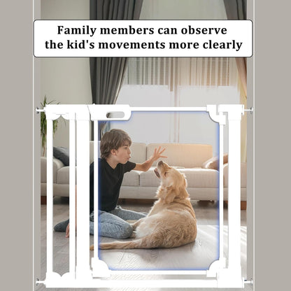 WAOWAO Clear Baby Gate for Stairs Modern Design Acrylic Auto Close Pet Gate, 29.52-37.79" Wide Safety Baby Gate for Doorways,White Clear Dog Gates Indoor, Hallways,Kitchen