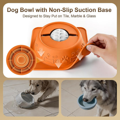 Slow Feeder Dog Bowl for Liquid Treats, Anti-Slip Lick Bowl, Bone Broth and Yogurt Puzzle Feeder, No Spill Pet Bowl Pup Lick Toy for Large Medium Small Dogs and Cats, Anxiety Relief, Blue