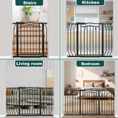Fairy Baby 62.5"-71.6" Extra Wide Baby Gate Pressure Mount, Long Large Dog Gate Indoor Doorways Stairs, No Drill Safety Child Gate for Kids with Double Lock, Walk Thru Pet Gate for Puppy Doggy, Black