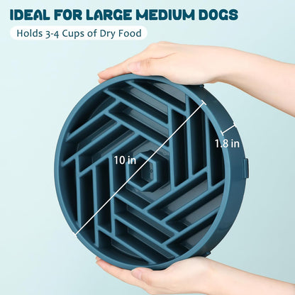 WHIPPY Slow Feeder Dog Bowl, Puzzle Maze Design to Slow Down Eating, 3-Cup Capacity, Anti-Gulping Food Bowl for Medium & Large Dogs,Black