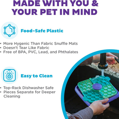 Outward Hound by Nina Ottosson Lick N’ Flip Level 1 Dog Puzzle Toy, Lick Mat & Slow Feeder – Non-Slip Base Beginner Enrichment for Small & Medium Dogs, Holds 1 Cup Wet or Dry Food, 7.4" x 7.4"