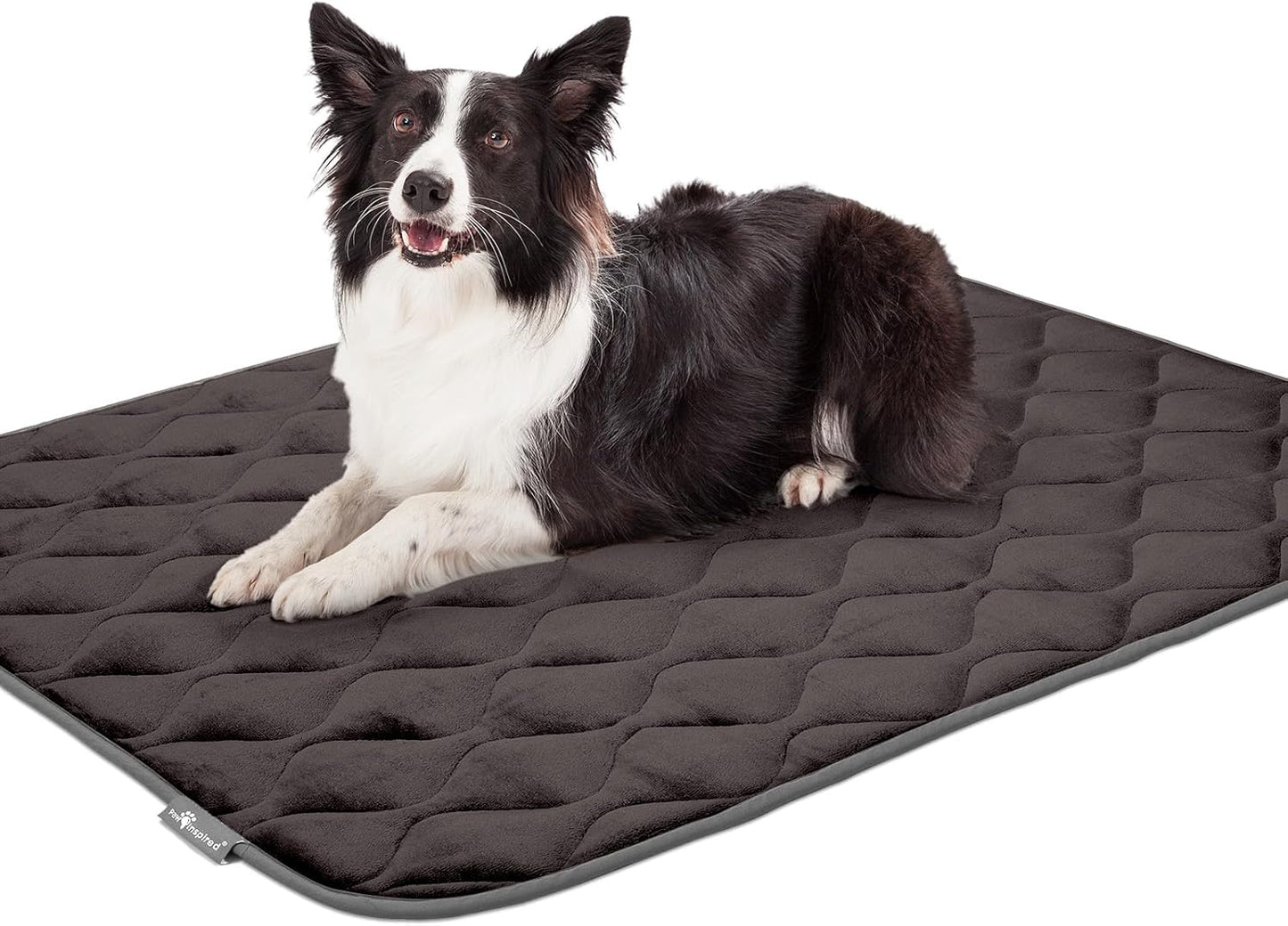 Paw Inspired Washable Padded Crate Mats for Dogs | 29” x 18” Pad, Fits 30-inch Kennels | Leakproof, Waterproof Bottom, Plush Pet Beds (Gray)