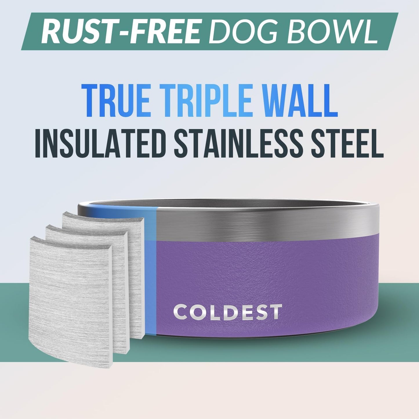 Coldest Dog Bowl - Anti Rust Metal, Non Slip, 3 Layers Insulated Stainless Steel Dog Bowls - Spill Proof & Heavy Duty - Water Bowl for Dogs, Cats & Pets, Dish Washer Safe (21 oz, Stealth Black)