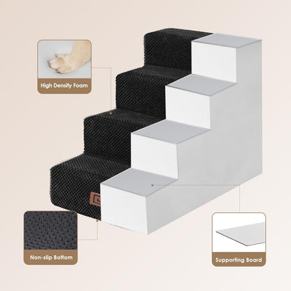 EHEYCIGA Dog Stairs for High Bed 22.5" H, 5-Step Dog Steps for Bed, Pet Steps for Small Dogs and Cats, Non-Slip Balanced Pet Ramp Indoor, Grey