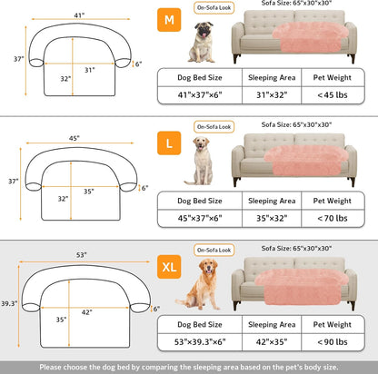 Calming Dog Bed Fluffy Plush Dog Mat for Furniture Protector with Removable Washable Cover for Large Medium Small Dogs and Cats (Large, Light Grey)