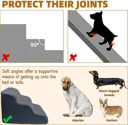 Necrely 4-Step Dog Stairs for High Beds 18-24 Inch Pet Steps 2 3 4 5 Tier Ladder Non-Slip Sturdy Ramp Small Medium Large Dog Steps to Couch Bed Old Dogs Balanced Pet Stairs for Getting on Bed