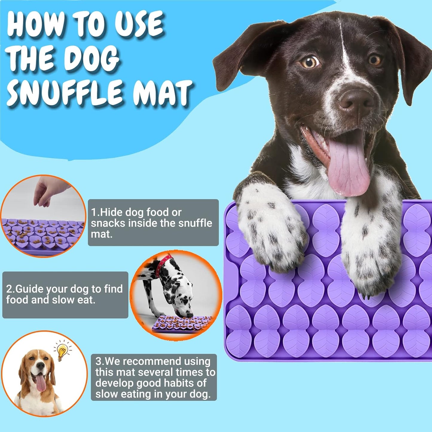 Silicone Snuffle Mat for Dogs Slow Feeder Lick Mat with Suction Cups Dogs Sniff Mat Dogs & Cats Entertainment Toys for Boredom(Black)