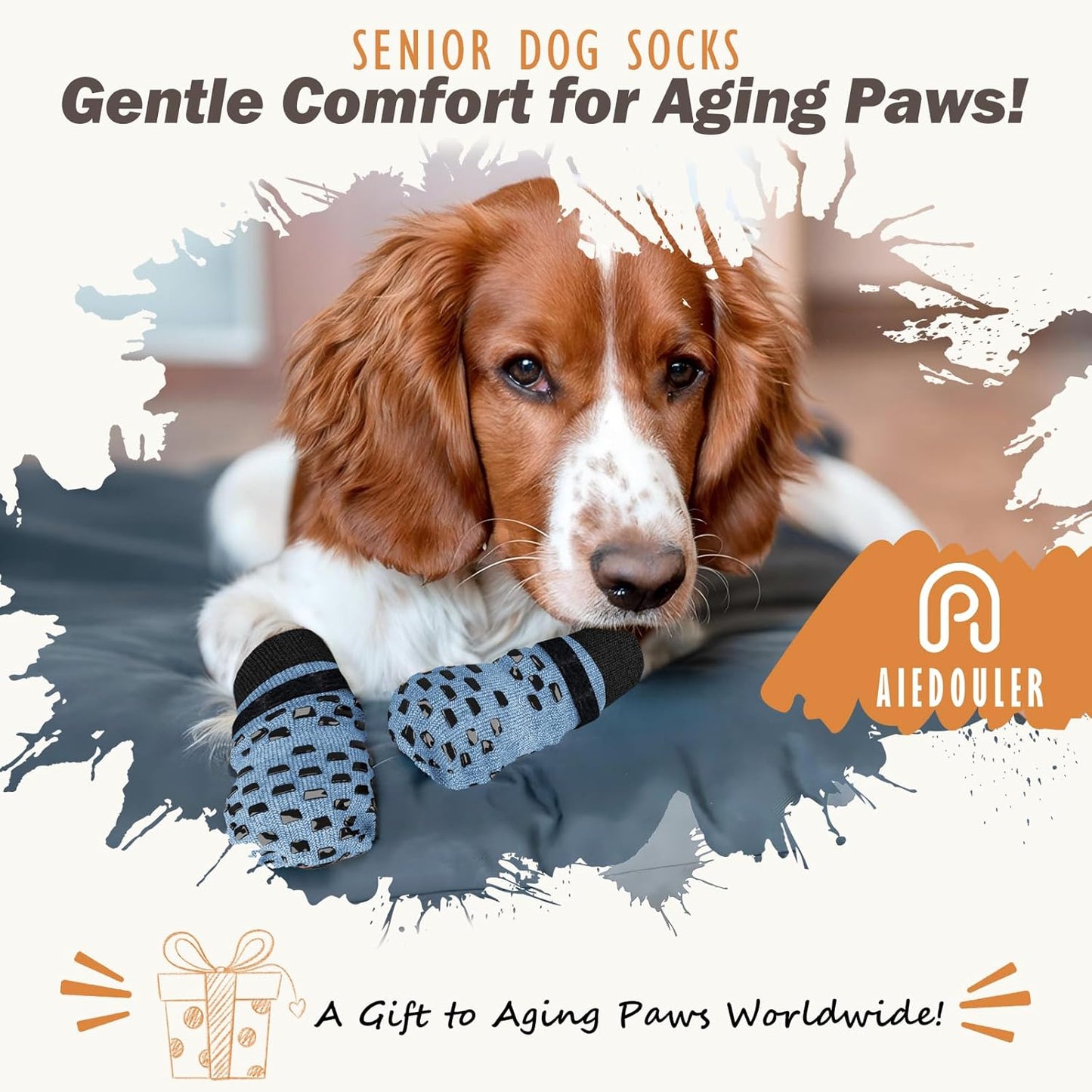 Anti Slip Dog Socks to Prevent Licking Paws, Dog Shoes for Hot/Cold Pavement, Dog Boots on Hardwood Floors, Traction Control Dog Booties & Paw Protectors for Small Medium Large Senior Dogs