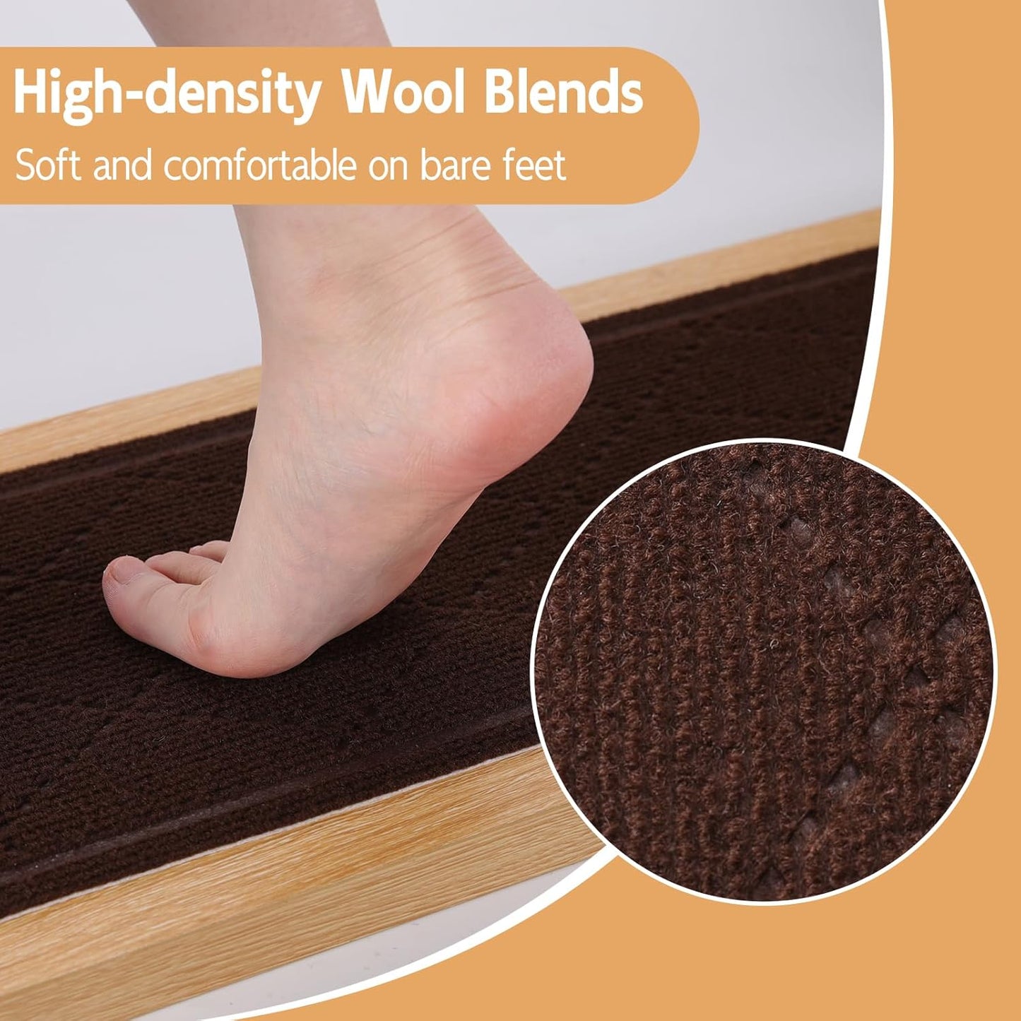 RIOLAND Carpet Stair Treads for Wooden Steps Indoor 9" x 36" Non Slip Stair Treads for Wood Stair with Reusable Adhesive, 15 Pack Peel and Stick Stair Runner for Kids Elders and Dogs, Diamond Gray