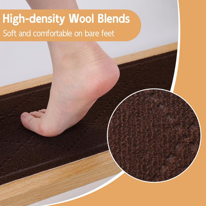 RIOLAND Carpet Stair Treads for Wooden Steps Indoor 9" x 36" Non Slip Stair Treads for Wood Stair with Reusable Adhesive, 15 Pack Peel and Stick Stair Runner for Kids Elders and Dogs, Diamond Gray