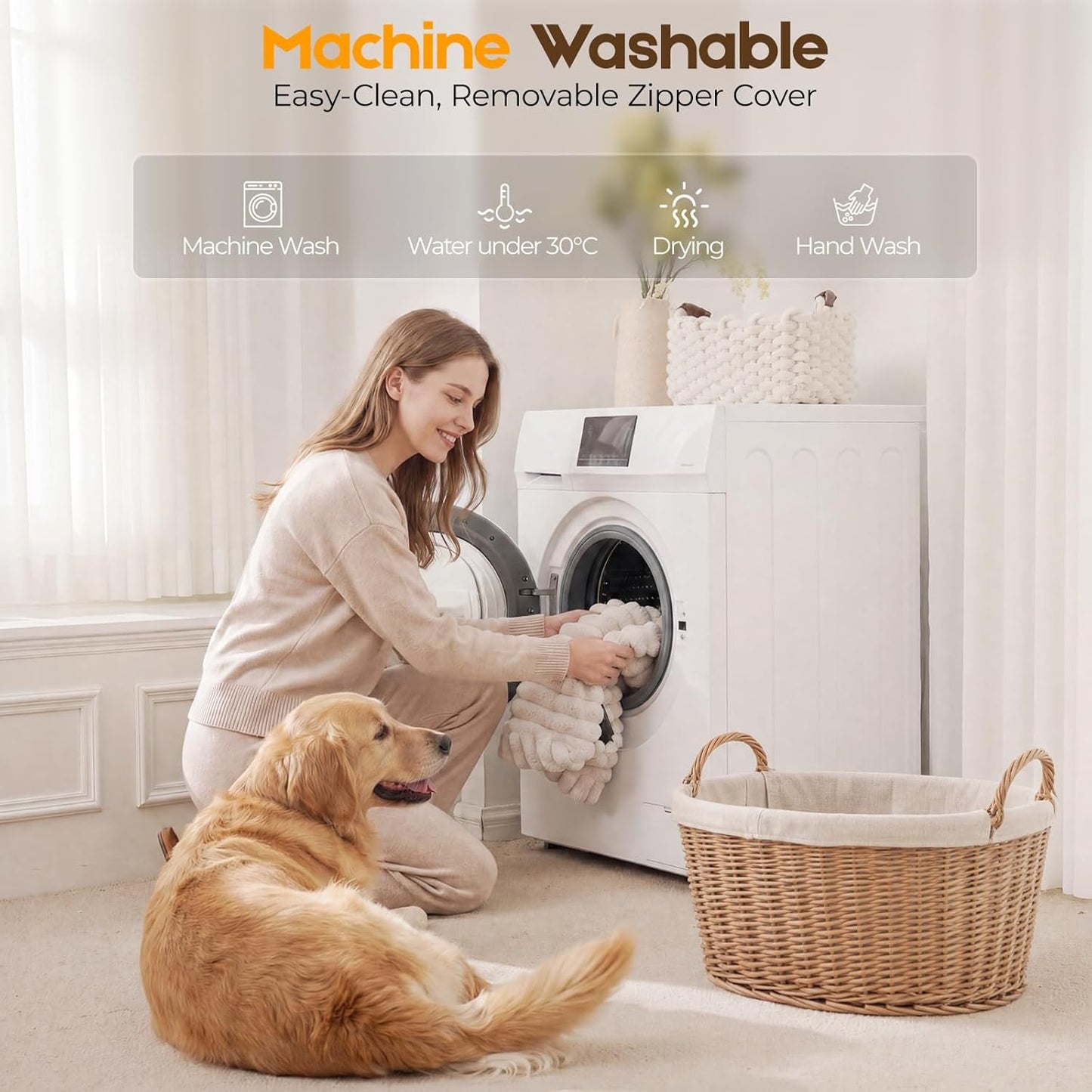 Orthopedic Dog Bed for Large Dog, Waterproof Pet Bed,Non-Slip Bottom and Egg-Crate Foam with Removable Washable Cover Crate Bed,Cream,36"x27"x3"