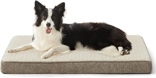 JOEJOY XL Dog Beds Large Sized Dog, Orthopedic Big Dogs Crate Bed with Washable Removable Cover, Extra Thick Egg-Crate Memory Foam Pet Beds up to 80 lbs, Grey, 41"x27"