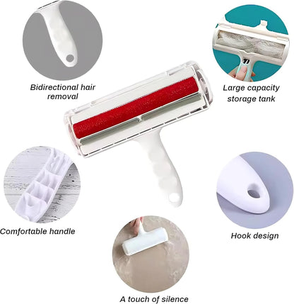 Reusable Pet Hair Remover Roller – Dog & Cat Fur Lint Cleaner for Sofa, Carpet, Bed & Car Seats – No Adhesive Required (White/Grey)