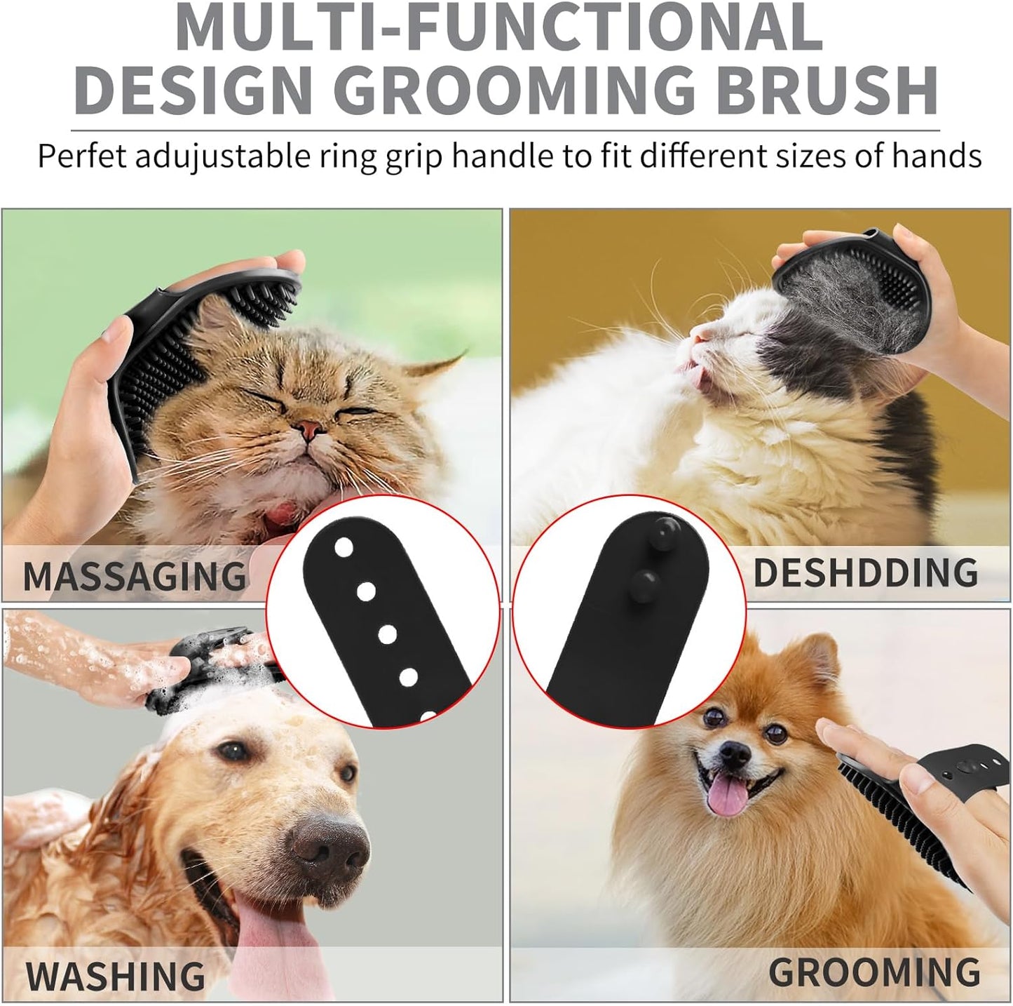 Comotech 6PCS Dog Bath Brush & Dog Toothbrush | Adjustable Handle Shampoo Brush & Scrubber for Short & Long Haired Dogs & Cats | Effectively Solve Odor & Stain Removal Problems (Blue Blue Blue.)
