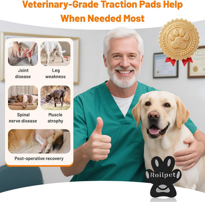Dog Paw Protector Anti-Slip Pads, Toe Grips for Senior Dogs to Prevent Slipping on Hardwood Floors, Stronger Self-Adhesive Paw Pad Provide Traction for Elderly, Injured Pets (12 Sets - 48Pads, XL)