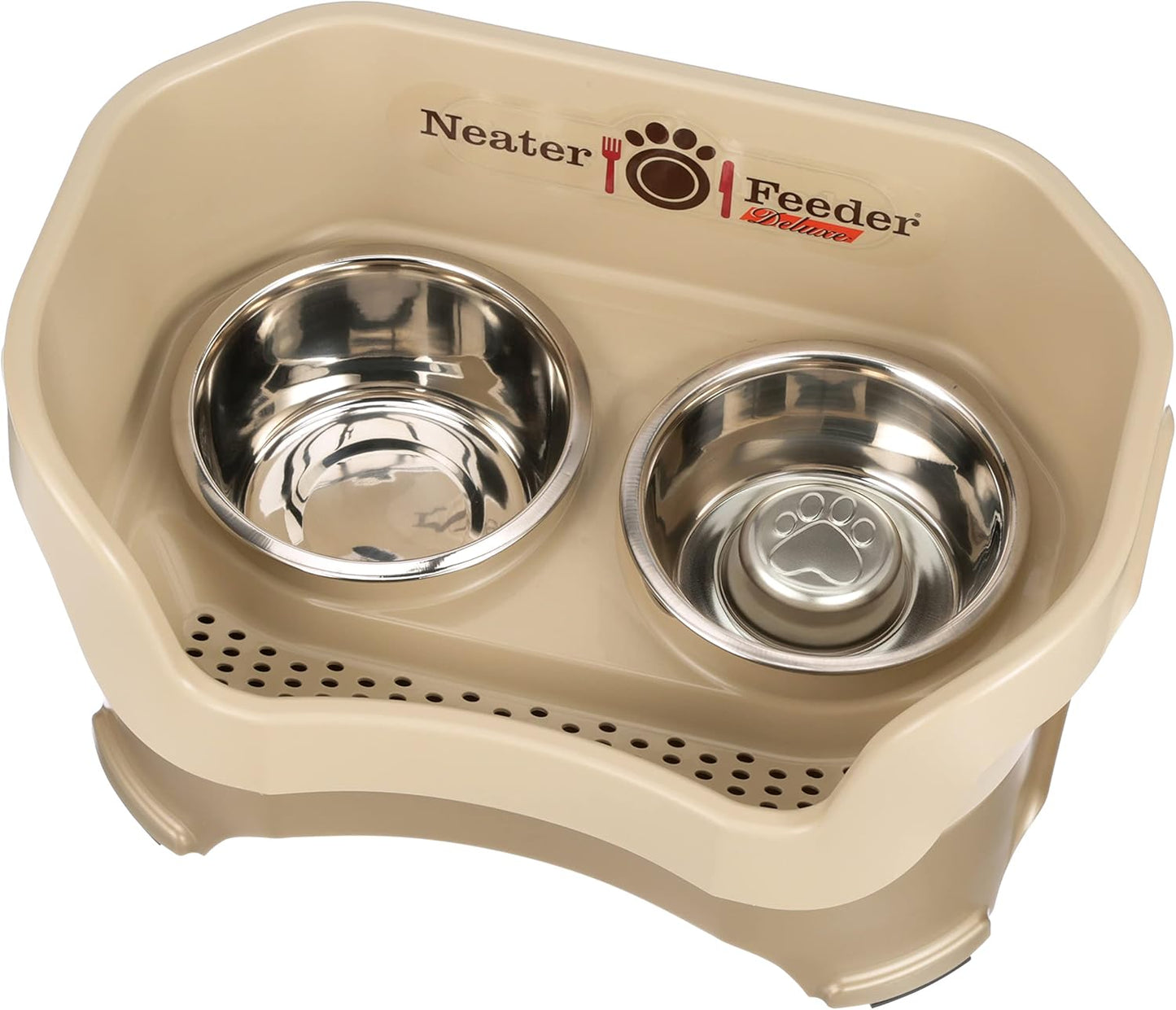 Neater Pet Brands Neater Feeder Deluxe Mess Proof Dog Bowls Elevated for Large Dogs Over 40 lbs, Made in USA, No Spill Raised Dog Food Bowl Stand Feeding Station, Food and Water Bowl Set, Black