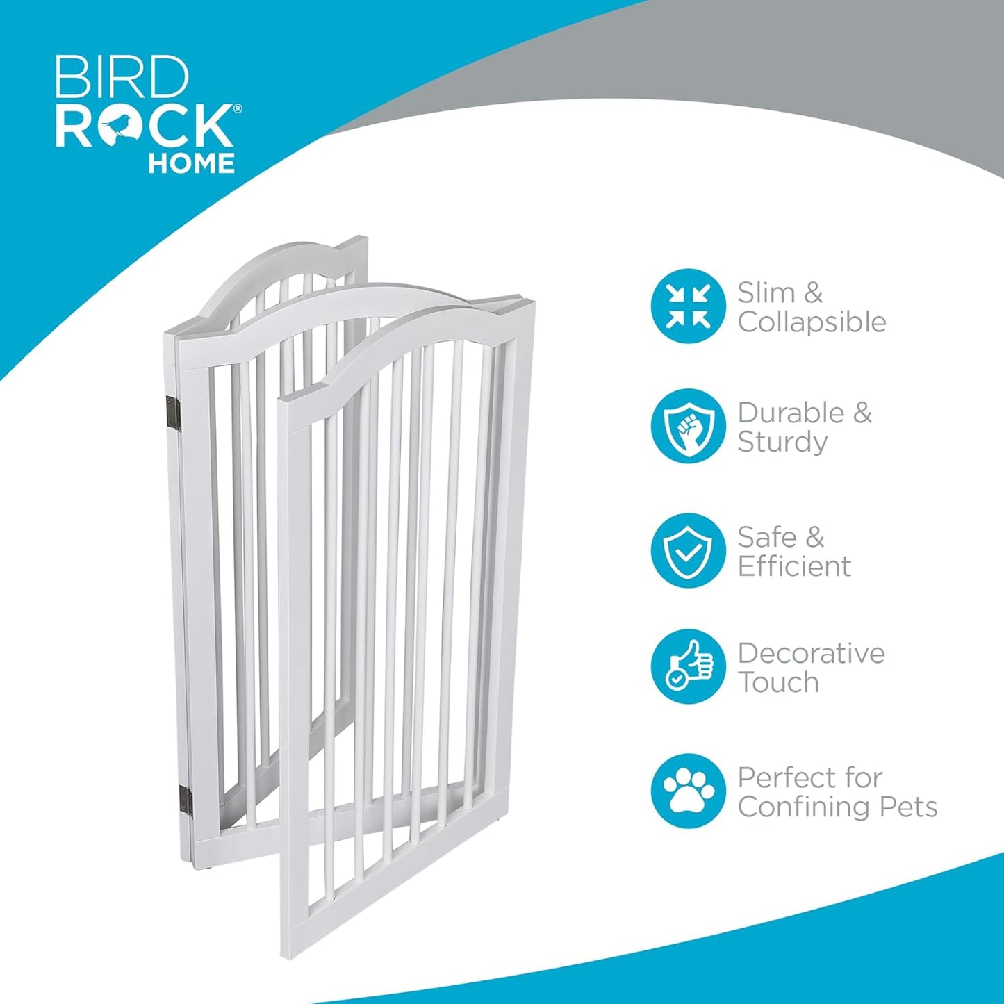 INTERNET'S BEST Arched Top Dog Gate | 4 Panel, 24" H Wooden Pet Barrier for Dogs or Cats | Freestanding Folding Room Divider for Doorways, Hallways, Stairs, and Porch | Portable, Extra Wide | Espresso