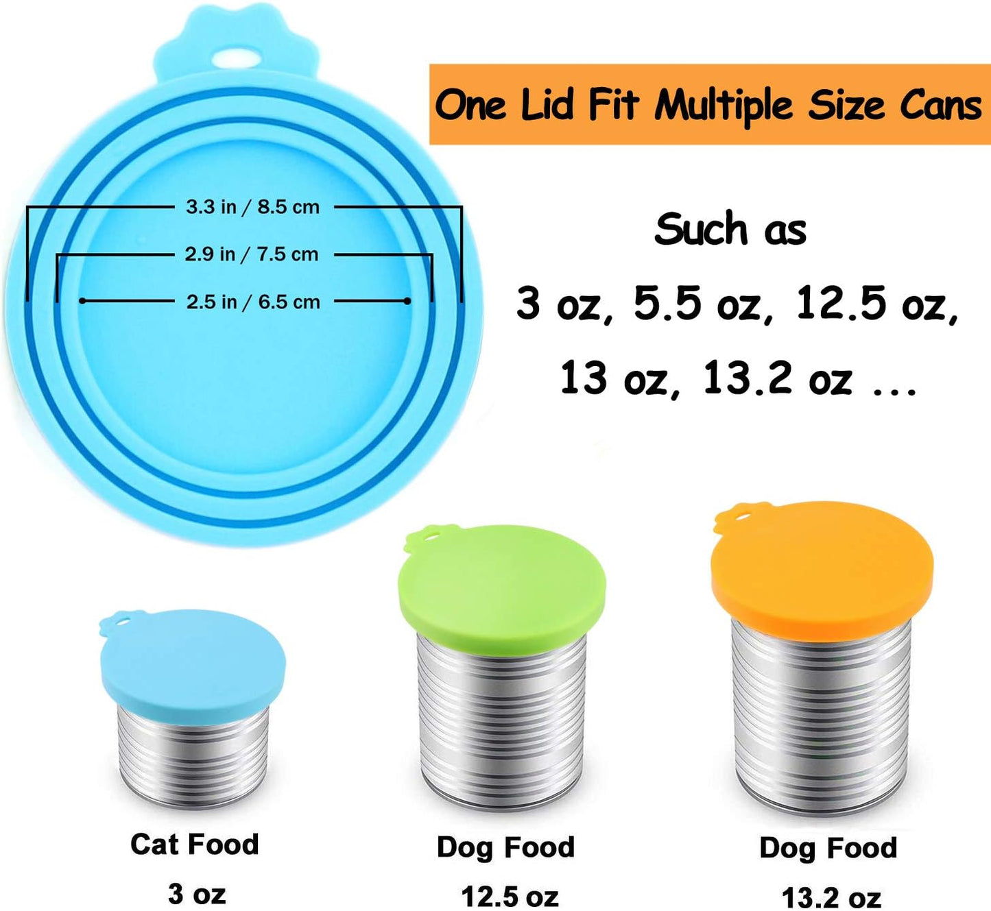Comtim Pet Food Can Cover Silicone Can Lids for Dog and Cat Food(Universal Size,One fit 3 Standard Size Food Cans) (Blue/Purple)