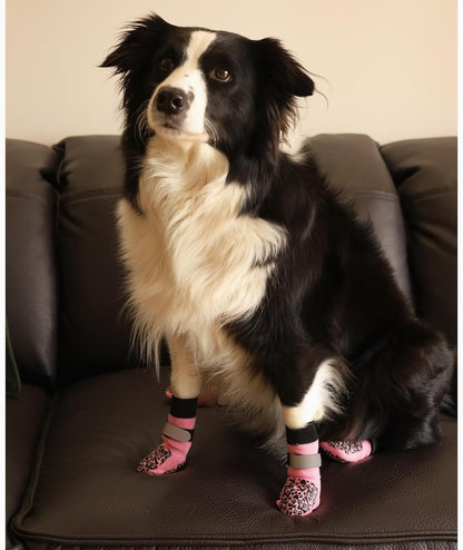 HeavenEye Anti Slip Dog Socks, Dog Paw Protectors Maximum Grip Prevent Licking Paws Slipping, Paw Protector for Hot & Cold Pavement Shoes Boots for Small Medium Large Senior Dogs(White Bone,L)