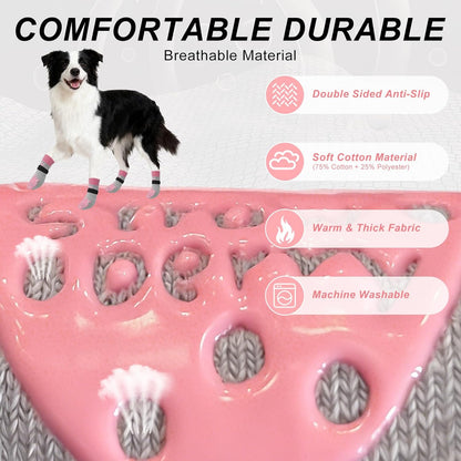 BEAUTYZOO Anti-Slip Dog Socks,Dog Shoes for Hot/Cold Pavement,Paw Protectors with Grips 3 Pairs for Puppy Small Medium Large Senior Old Dogs,Dog Socks to Prevent Licking and Hardwood Floor Protection