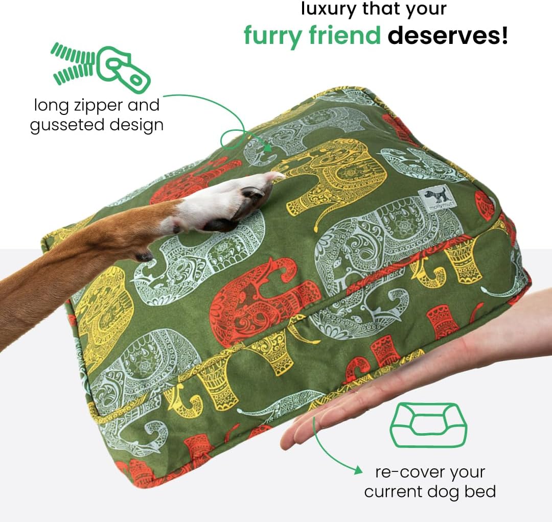 Molly Mutt Medium to Large Dog Bed Cover- Forever Young Print - Measures 27”X36”X5’’ - 100% Cotton - Durable - Breathable - Sustainable - Machine Washable Dog Bed Cover (Dd82b)