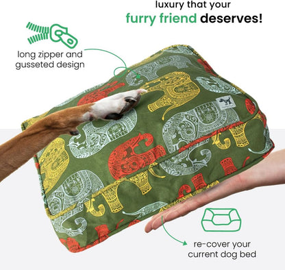 Molly Mutt Medium to Large Dog Bed Cover- Forever Young Print - Measures 27”X36”X5’’ - 100% Cotton - Durable - Breathable - Sustainable - Machine Washable Dog Bed Cover (Dd82b)
