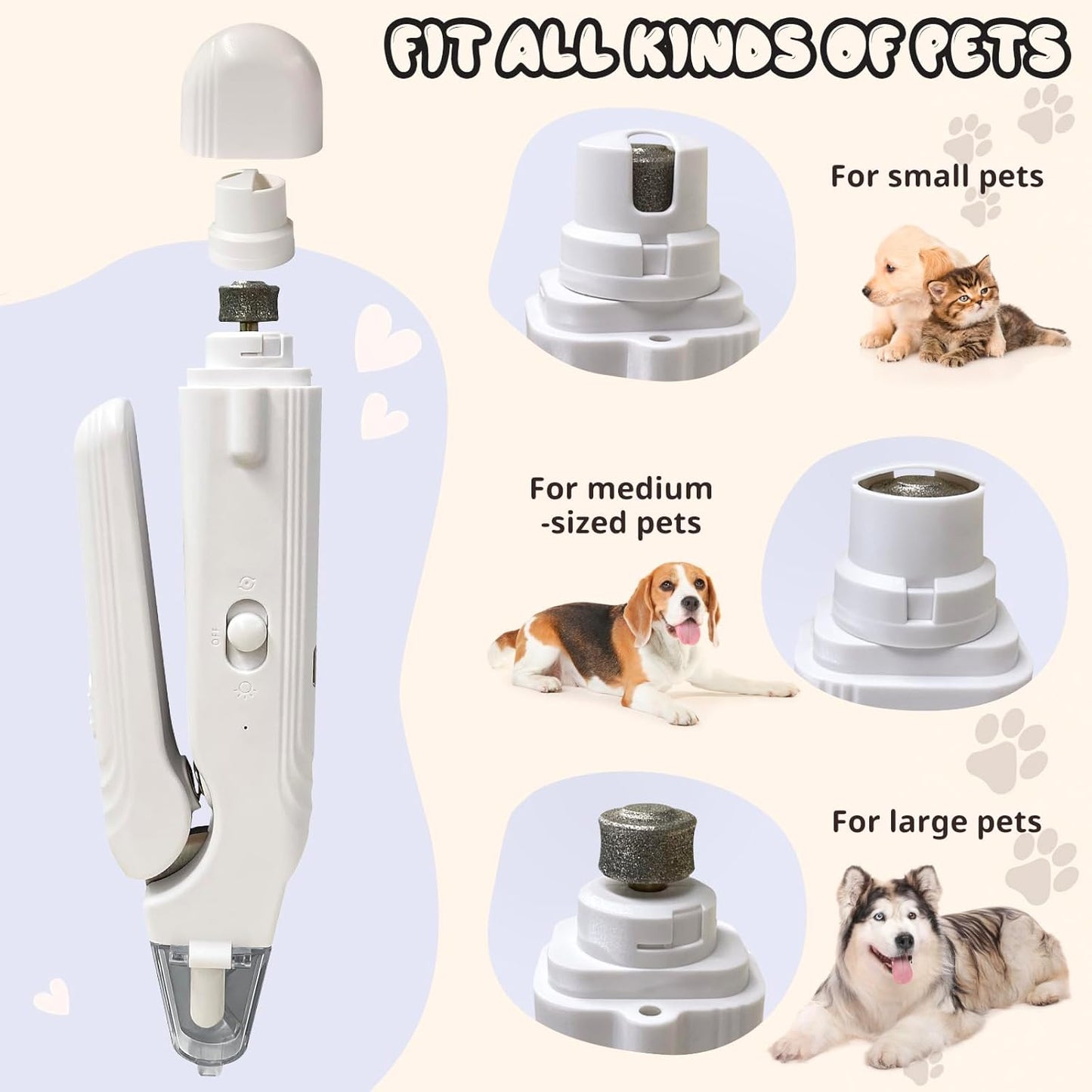 2-in-1 Dog Nail Trimmers & Dog Nail Grinder, Dog Nail Clippers with 2 LED Lights & Safety Guard, USB Rechargeable, Multiple Grinding Methods for Small, Medium, and Large Dogs & Cats (Green)