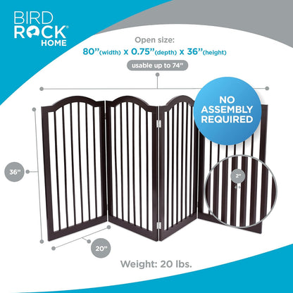 INTERNET'S BEST Arched Top Dog Gate | 4 Panel, 24" H Wooden Pet Barrier for Dogs or Cats | Freestanding Folding Room Divider for Doorways, Hallways, Stairs, and Porch | Portable, Extra Wide | Espresso