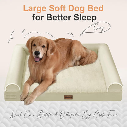 Large Dog Bed Orthopedic Washable: Beds Bolster XL Bed Large Big Dogs Memory Foam Couch Sofa Waterproof with Removable Cover