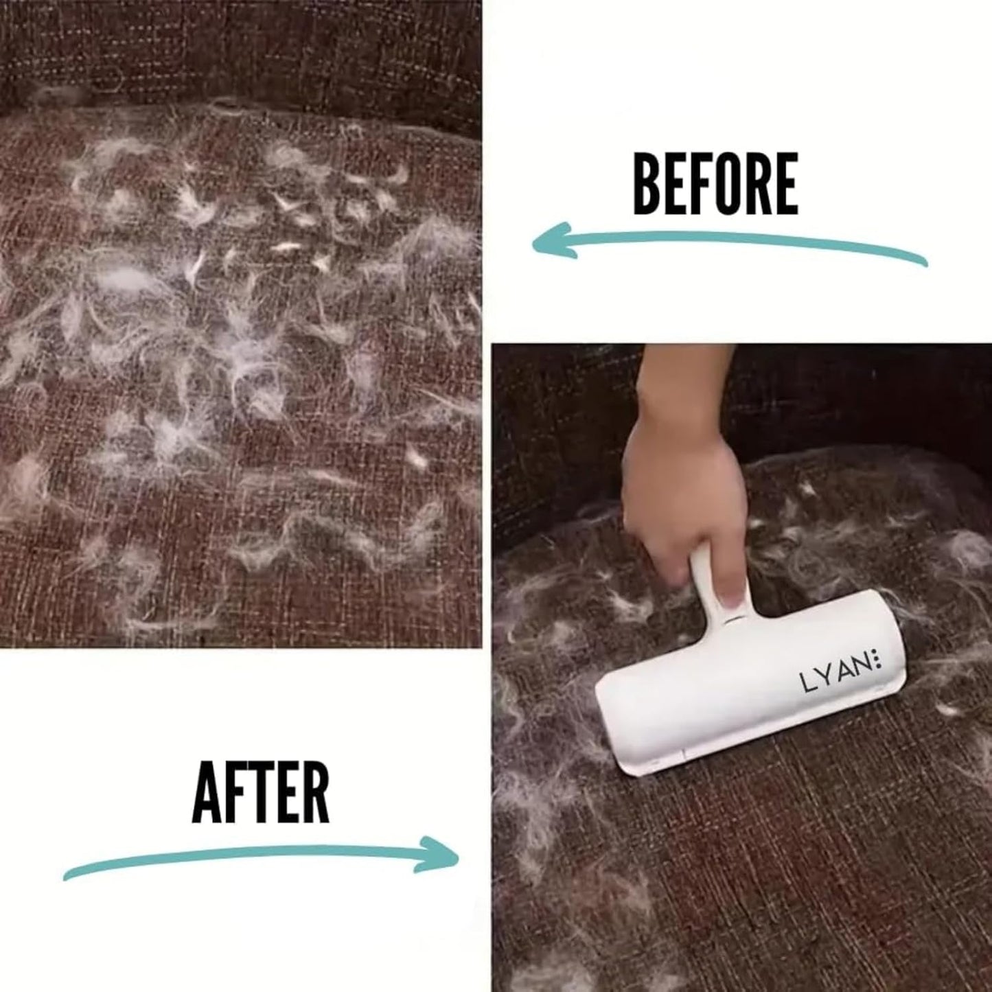 LYAN 2-Piece Pet Hair Remover Brush Set, Reusable Roller & Mini Lint Tool, No Tape or Batteries, for for Multiple Areas. Ideal for Cat & Dog Owners.