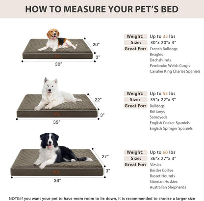 WNPETHOME Orthopedic Waterproof Extra Large Dogs Bed with Removable Washable Cover, Multi-Needle Quilting XL Crate Bed for Large Sized Dog, Light Grey