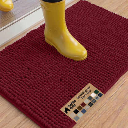 GORILLA GRIP SoakSTOPPER Dog Door Mat, 30x20 Machine Washable Rug Absorbent Doormat Captures Moisture Mud Dirt, Quick Dry Soft Chenille Entryway Rugs Indoor Entrance Mats for Dog Paws, Paw Grey