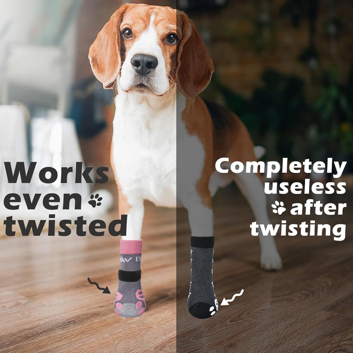 EXPAWLORER 6Pcs Anti-Slip Dog Socks to Prevent Licking Paws,Dog Shoes for Hot Pavement,Dog Booties Traction Control on Hardwood Floor,Boots & Paw Protectors, for Puppy Small Medium Large Senior Dogs