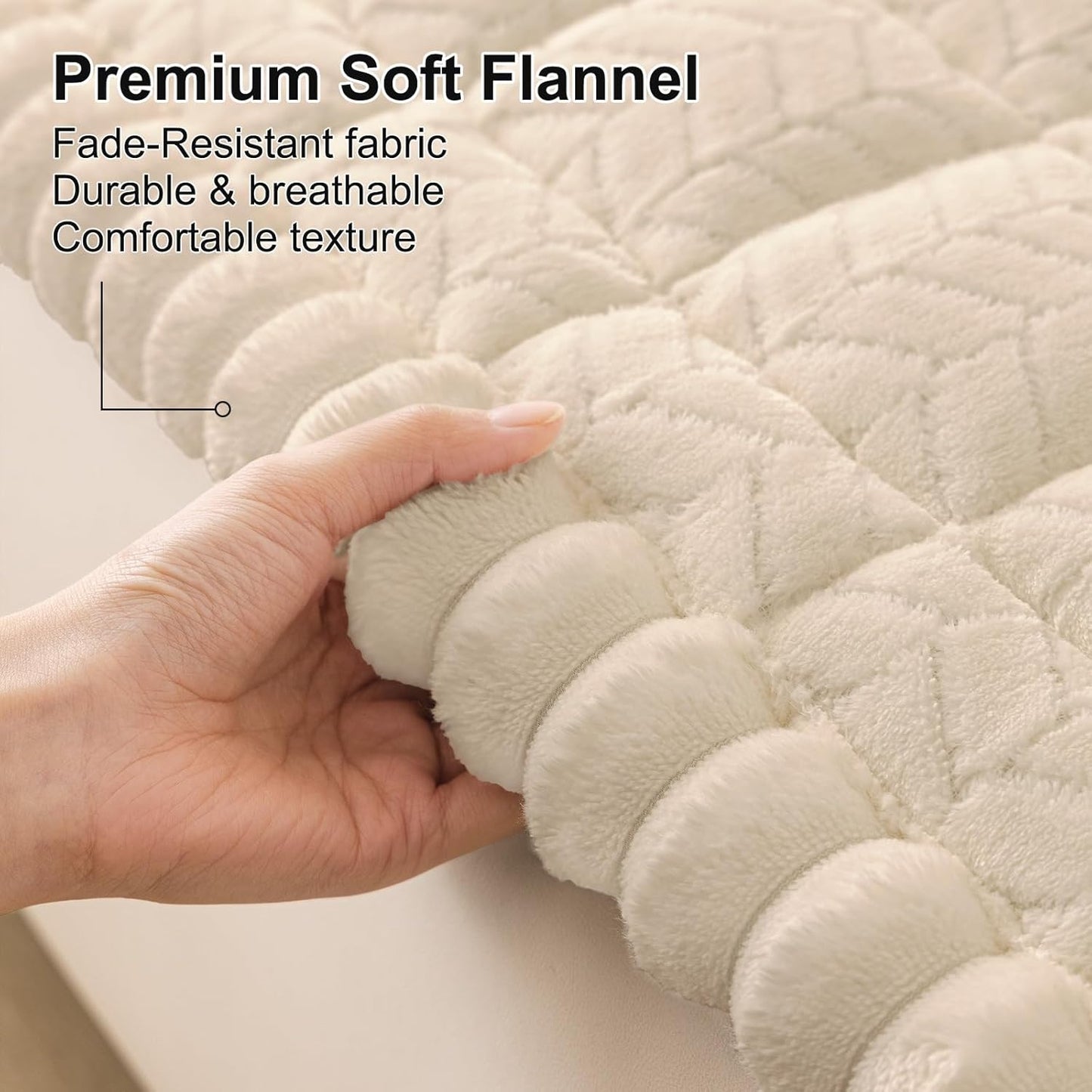 Smiry Non Slip Couch Covers for Dogs, Fuzzy Pet Couch Covers for 2-3 Cushion Sofa Pet Friendly, Soft Sofa Slipcovers Cushion Furniture Protector Washable (Beige, 27.6" x 59")
