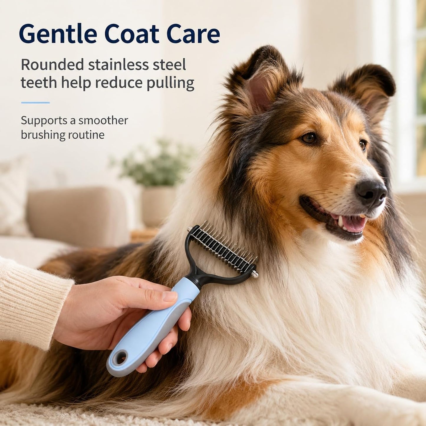 Pet Pro Grooming Tool, Long-Haired Dog Shedding Remover, Brush for Undercoat, Detangling and Hair Removal, Professional Comb, Stainless Steel(pink+blue)