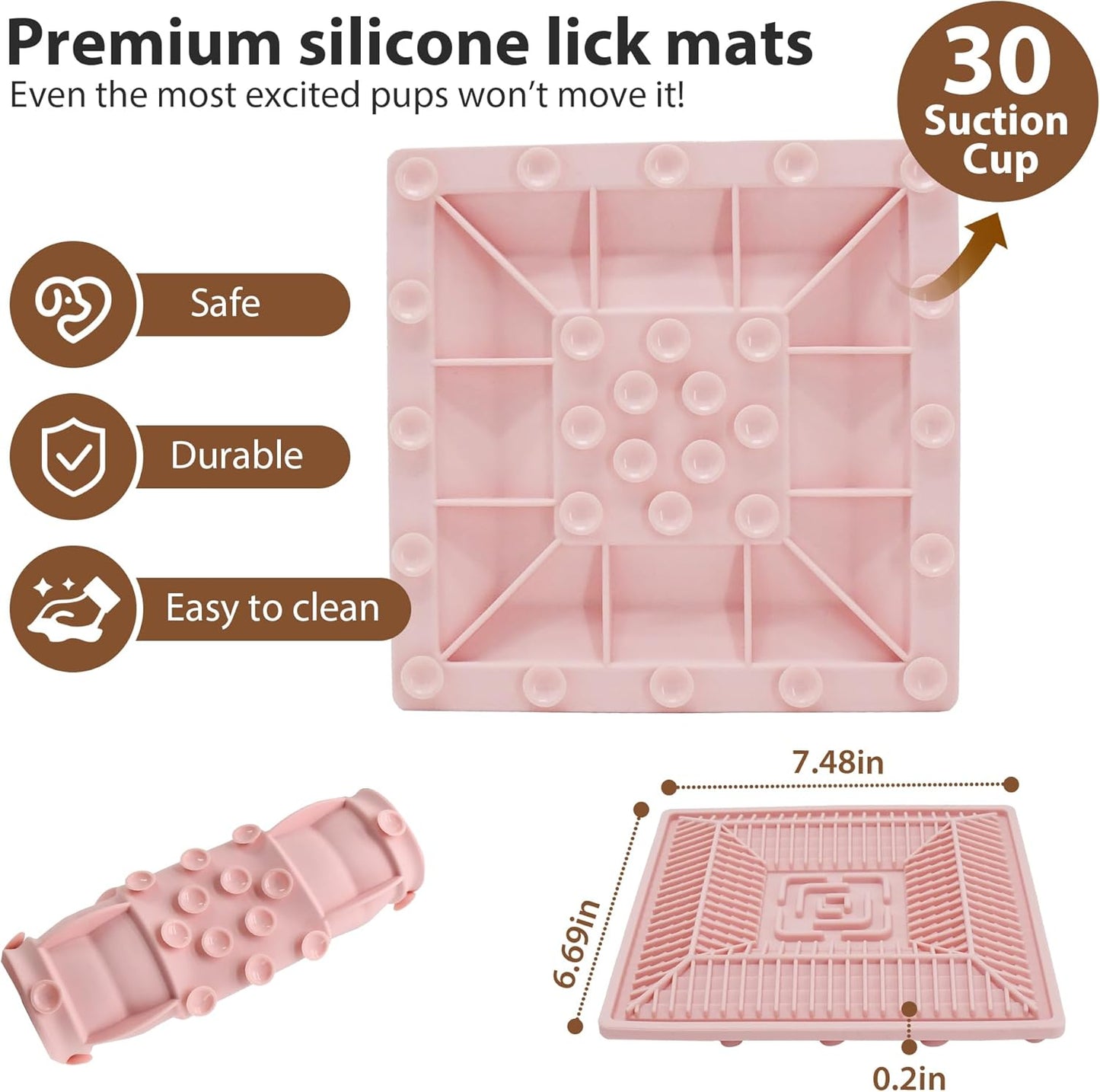 Lick Mat for Dogs and Cats, Slow Feeder Mats with Suction Cups - Bathing, Grooming and Training, Anxiety Relief Feeding Pad,Dishwasher-Safe Yellow